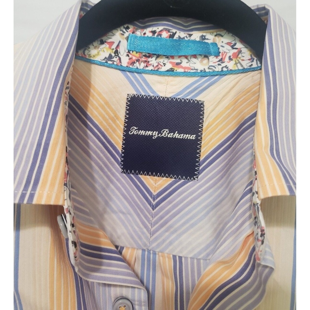 Tommy Bahama Men's Long Sleeve Button Up Striped Shirt Sz M Cotton/Silk - Picture 2 of 9